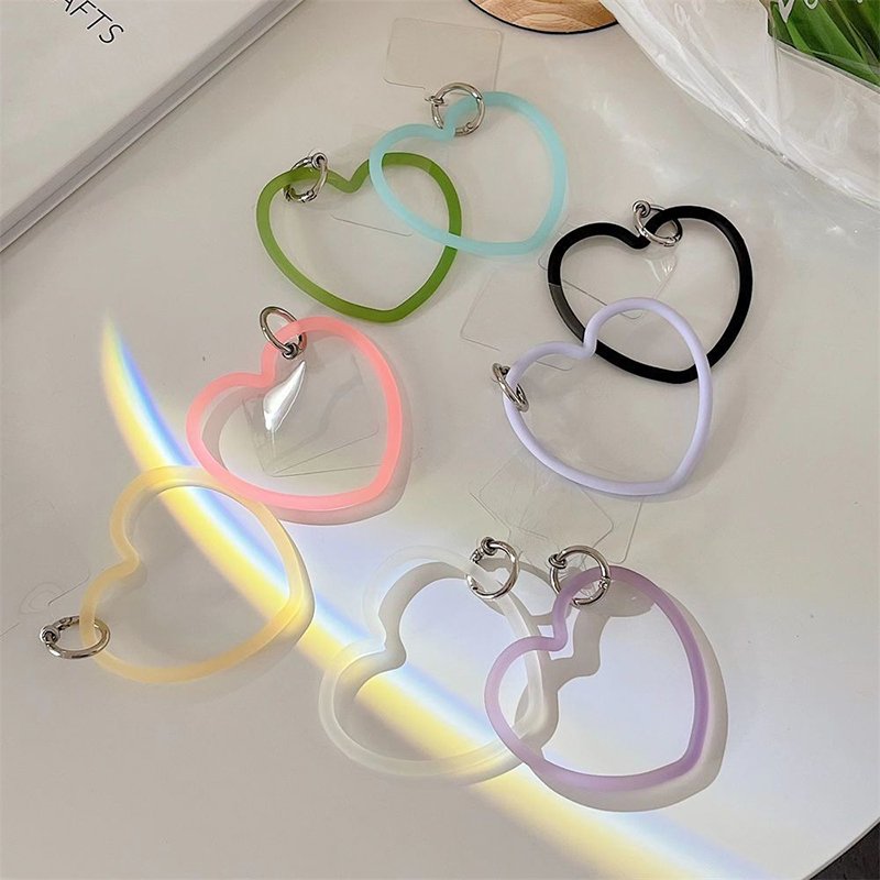Universal Cute Heart Shape Mobile Phone Bracelet Keychain Soft Silicone Anti-Lost Rubber Cell Phone Bracelet