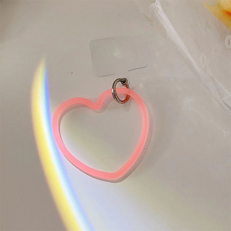 Universal Cute Heart Shape Mobile Phone Bracelet Keychain Soft Silicone Anti-Lost Rubber Cell Phone Bracelet