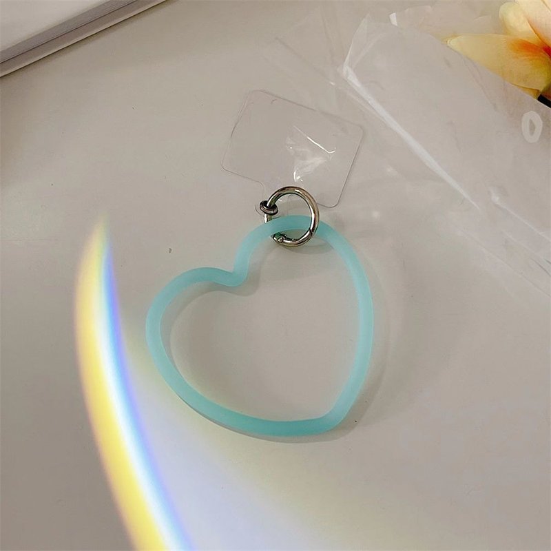 Universal Cute Heart Shape Mobile Phone Bracelet Keychain Soft Silicone Anti-Lost Rubber Cell Phone Bracelet