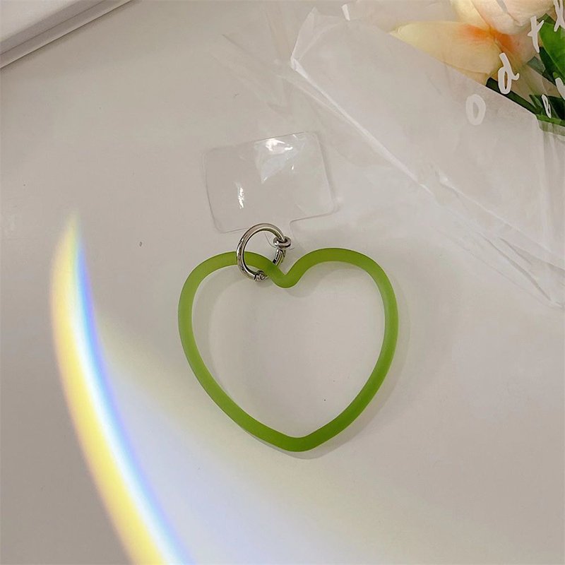 Universal Cute Heart Shape Mobile Phone Bracelet Keychain Soft Silicone Anti-Lost Rubber Cell Phone Bracelet