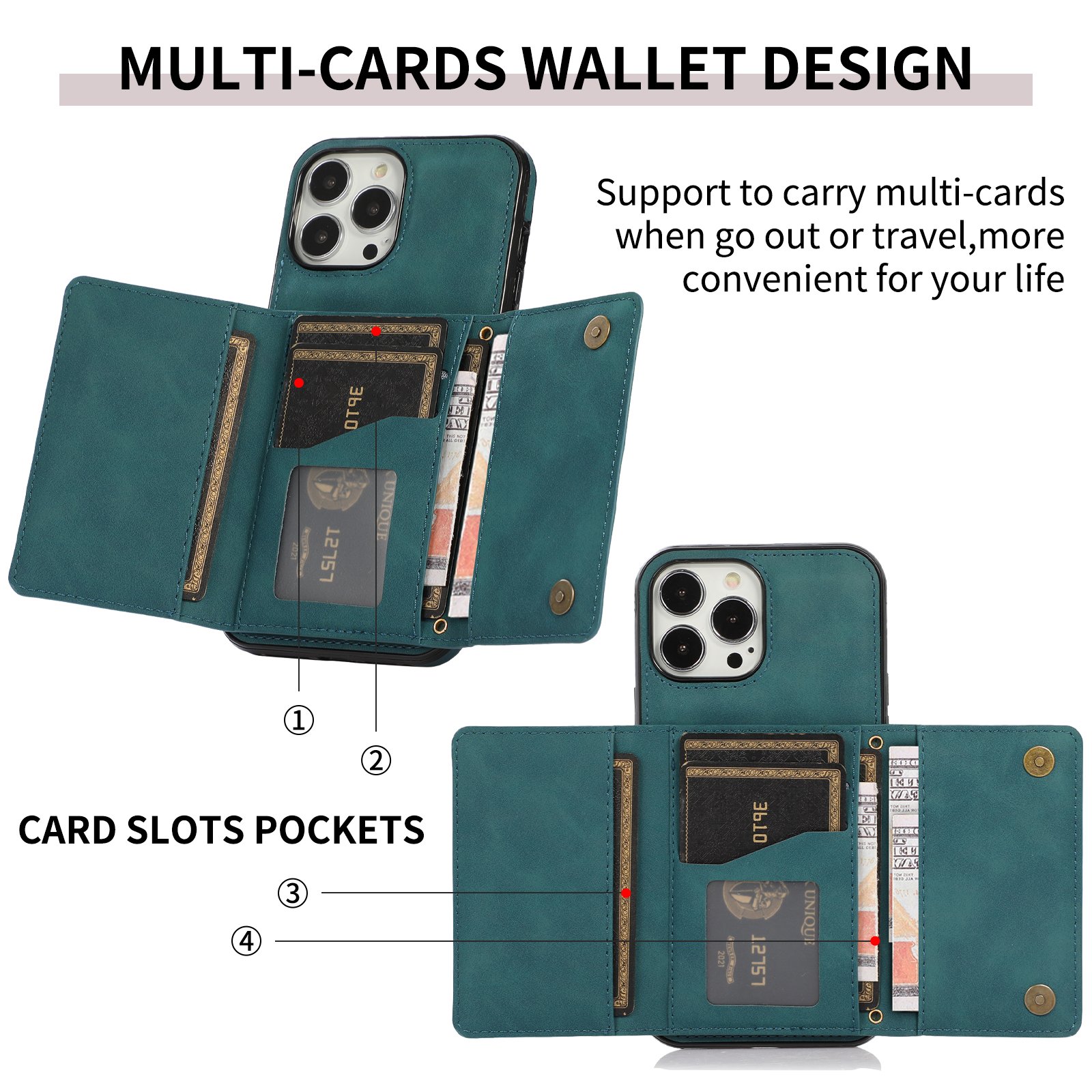 PU Leather Double Magnetic Clasp Shockproof Cover for iPhone 15 14 13 12 11 Pro Max Leather Case