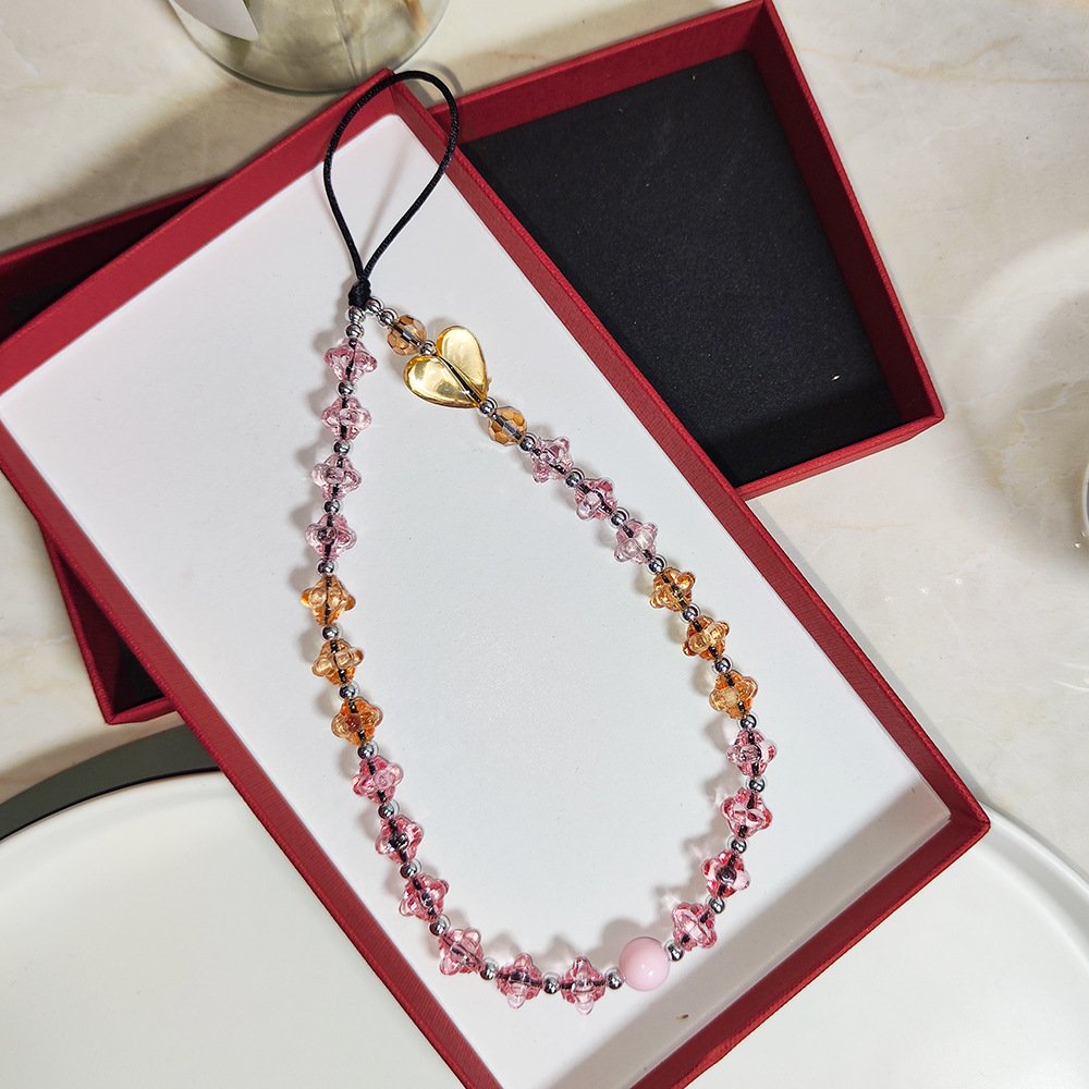 Y2k Acrylic Colorful Rainbow Beaded Phone Wrist Straps Bead Lanyard Bracelet Phone Case Charm Chain Rope Cord Accessories String