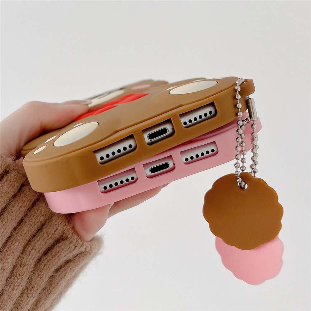 3D Cute Bear Strap Cartoon Silicone Mobile cell Phone Back Cover Case For Girl Iphone 6 7 8 Plus X XS XR 11 12 13 14 15 Pro MAX
