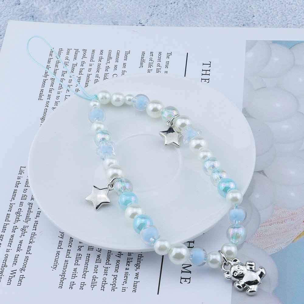 New Arrival Round Beads Cell Phone Chain Cute Heart Mobile Phone Lanyard Keychain Lanyard Strap Wristband
