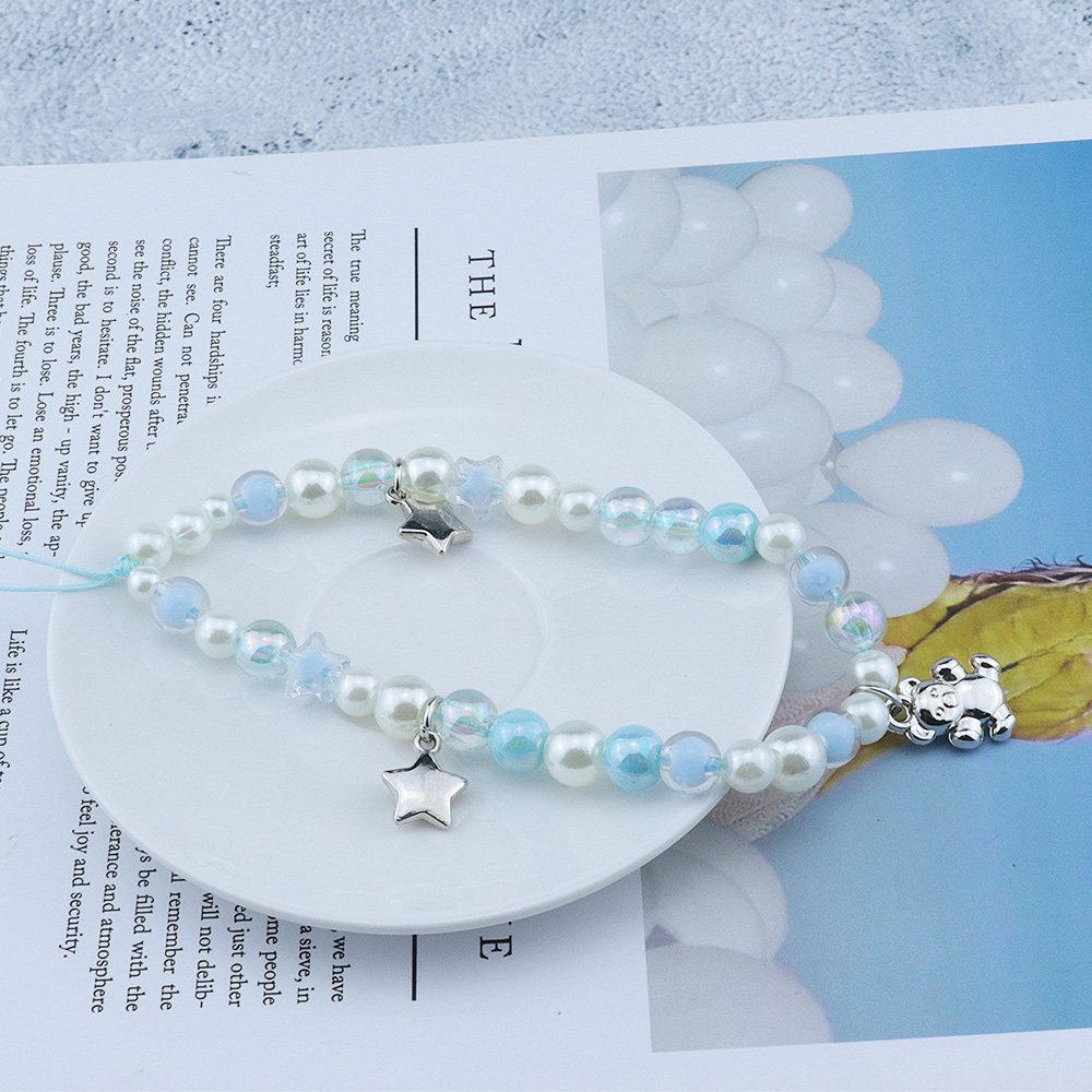 New Arrival Round Beads Cell Phone Chain Cute Heart Mobile Phone Lanyard Keychain Lanyard Strap Wristband