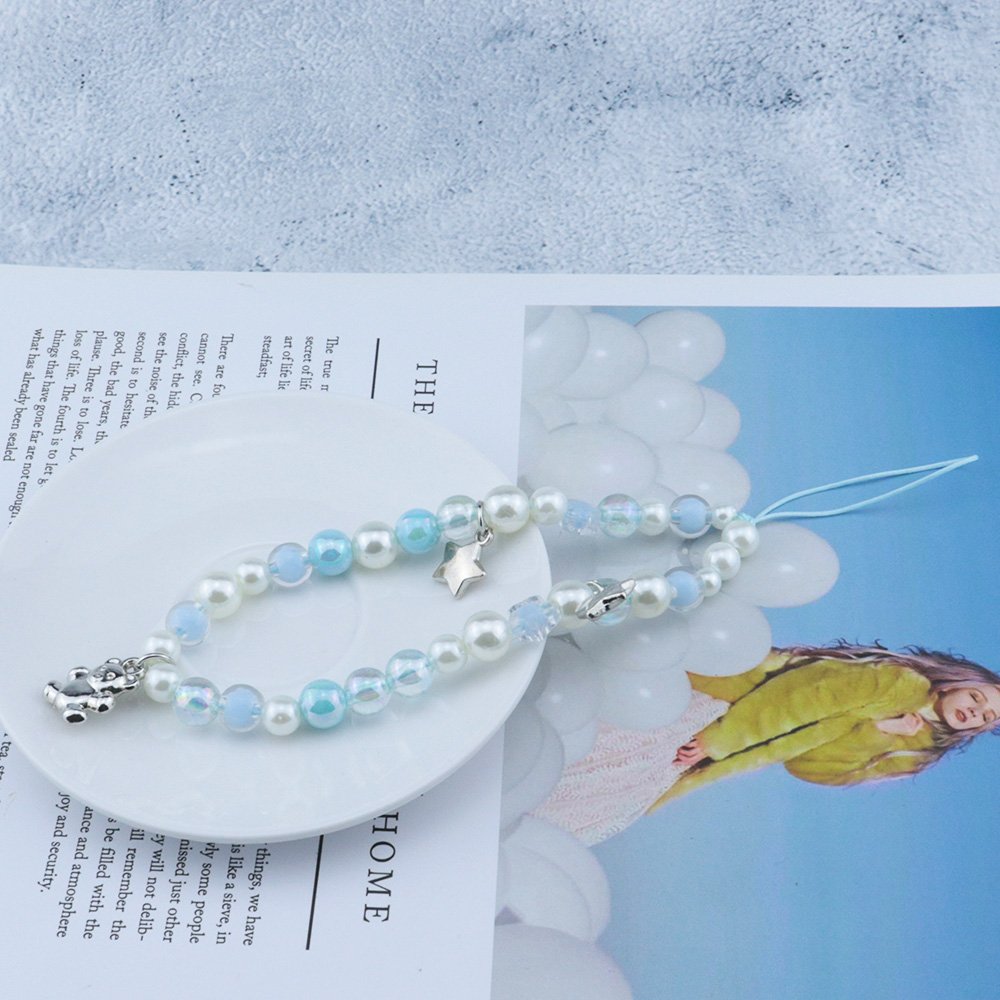 New Arrival Round Beads Cell Phone Chain Cute Heart Mobile Phone Lanyard Keychain Lanyard Strap Wristband
