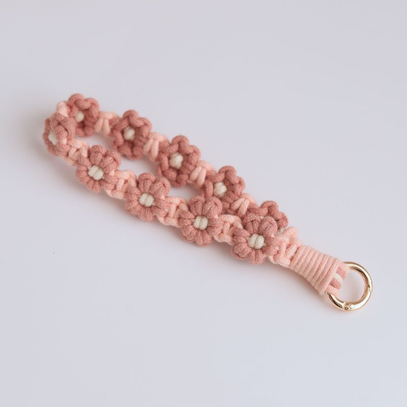 Key Chain Holder Flower Wrist Rope Cotton Wrist Flower Lanyard Universal For All Mobile Phone Case