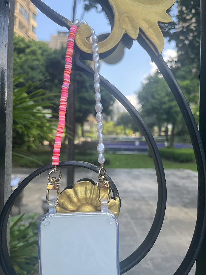 Custom Mobile Phone Accessories Universal Phone Cord Wrist Beads Charm Short Phone Rope With Two Hook