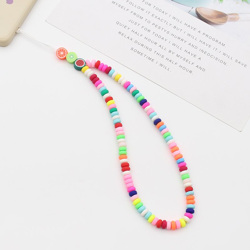 New Fashion beaded Mobile Phone Chain Colorful Polymer clay Cell Phone Strap for phone accessories