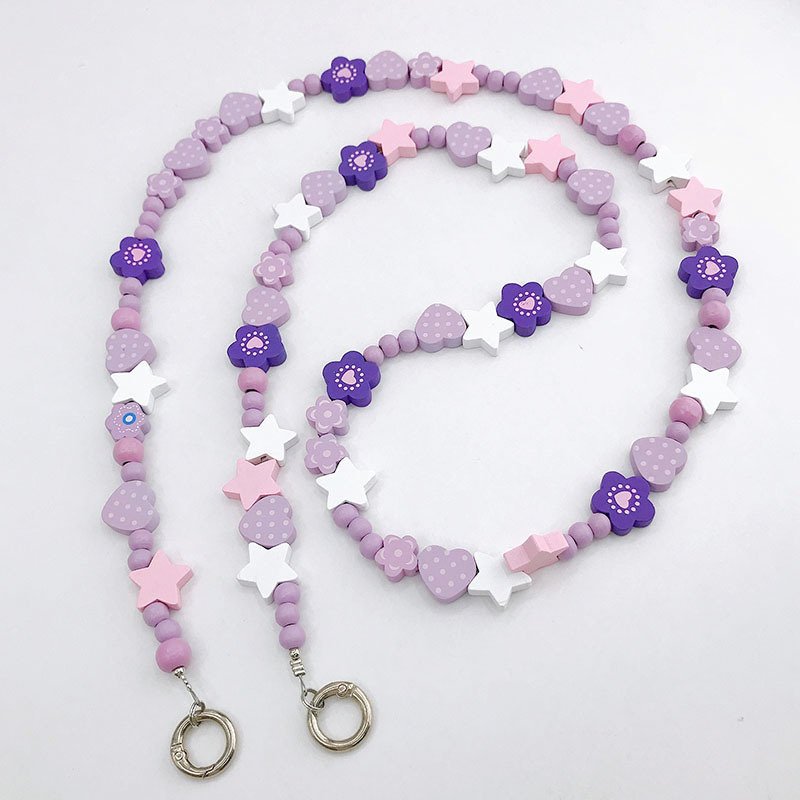 New Colorful Love Oblique Span Chain Bag Shoulder Strap Lanyard Pendant Anti-drop Mobile Phone Chain Beaded Handmade Pendant