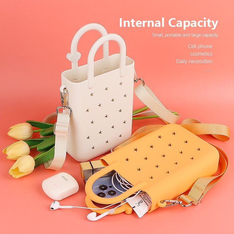 2024 Summer newest capacity EVA Waterproof crossbody bag Candy color silicone beach handbag cell phone bag
