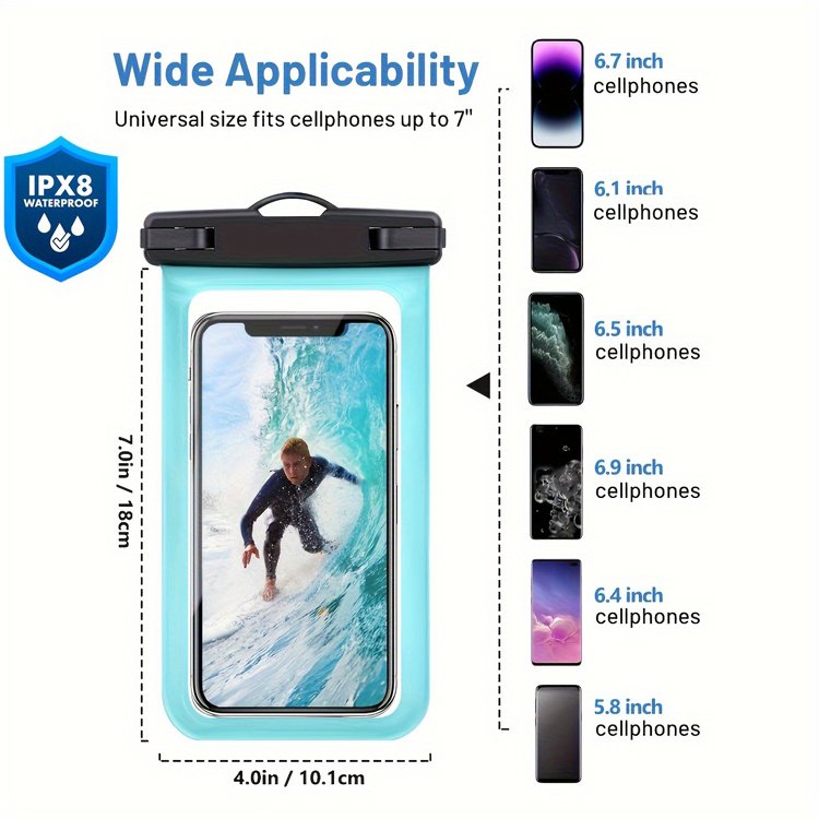 Premium Waterproof PVC Mobile Phone Bag Underwater IPX8 Phone Pouch Universal 7 Inch Waterproof Phone Bag