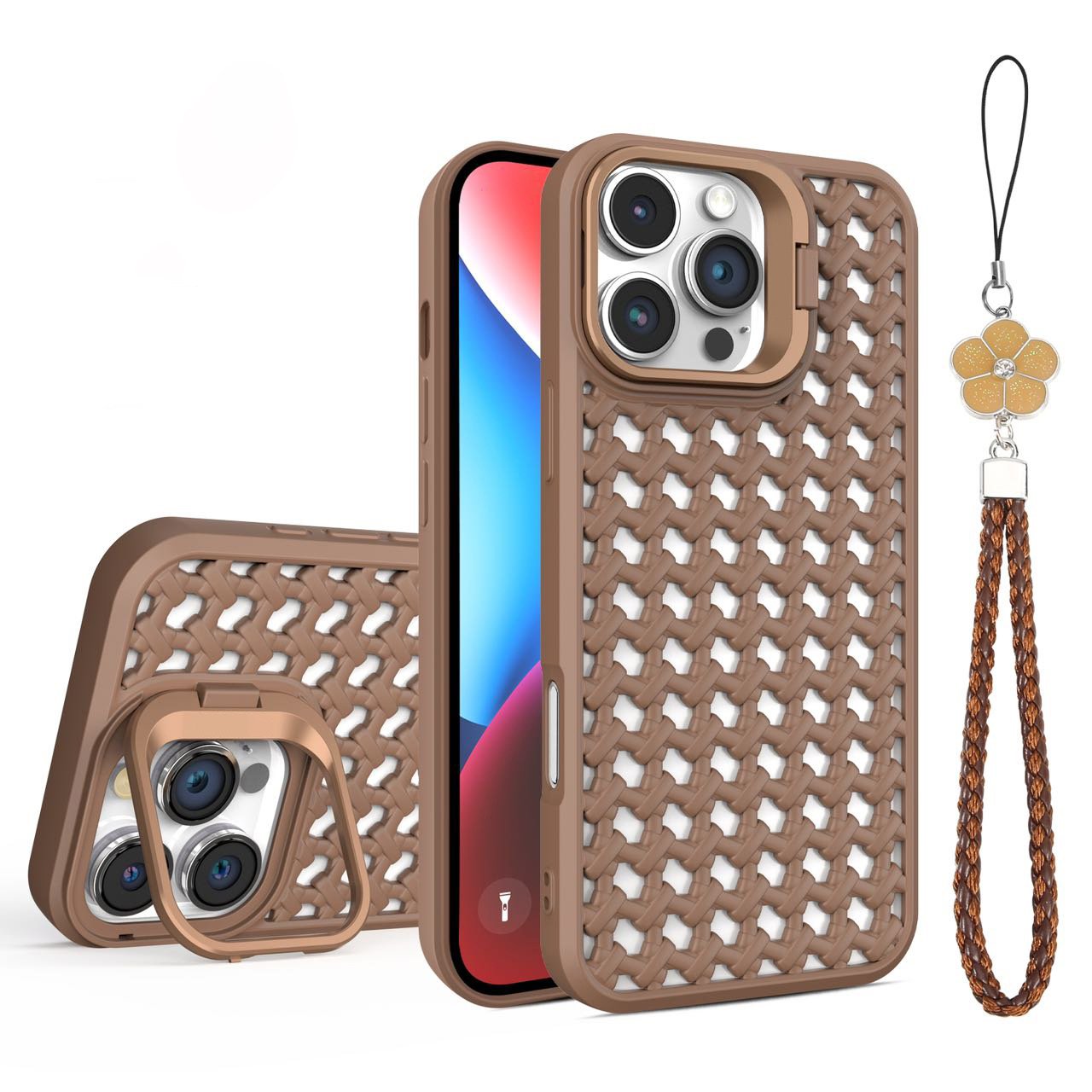Heat Dissipation phone Case With Holder For IPhone Case With Chinese Knot strap For IPhone 16 15 14 13 12 11 Pro Max