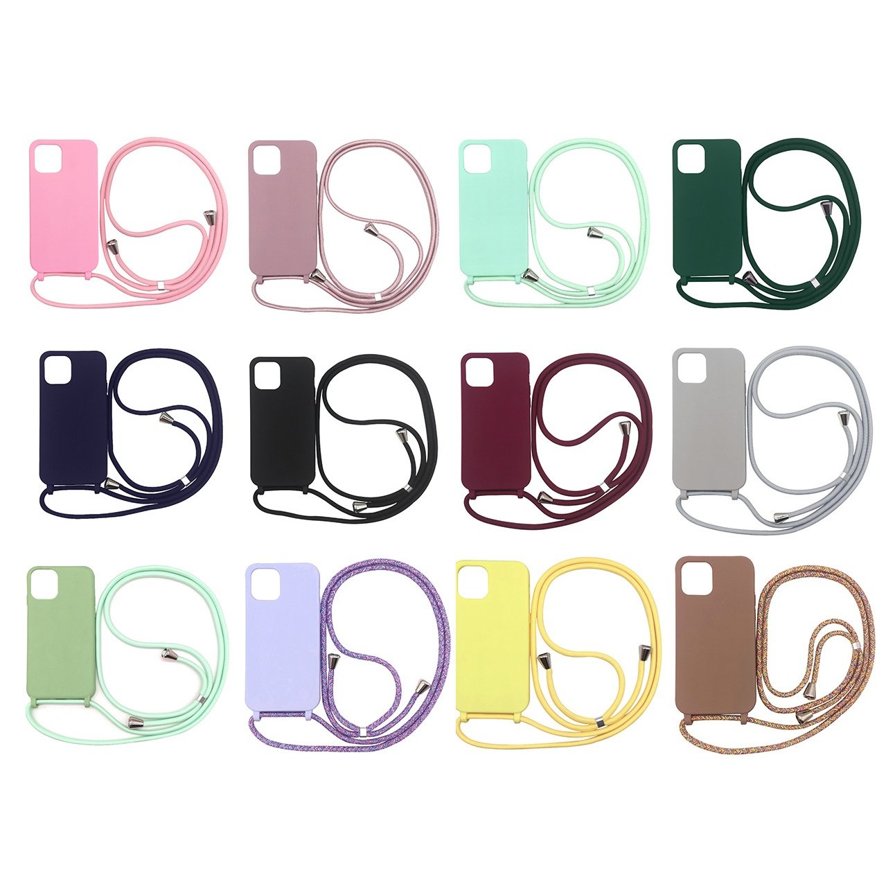Crossbody Necklace Holder Phone Case for iPhone 13 12 11 Pro XS Max Lanyard TPU Case Cover with Cord Strap Rope
