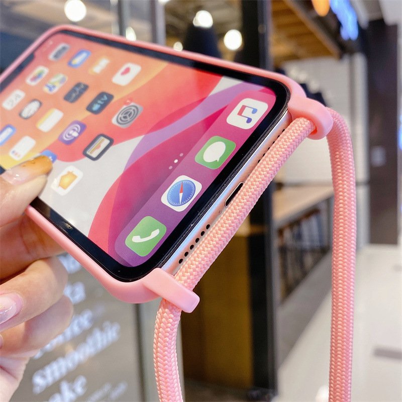 Crossbody Necklace Holder Phone Case for iPhone 13 12 11 Pro XS Max Lanyard TPU Case Cover with Cord Strap Rope