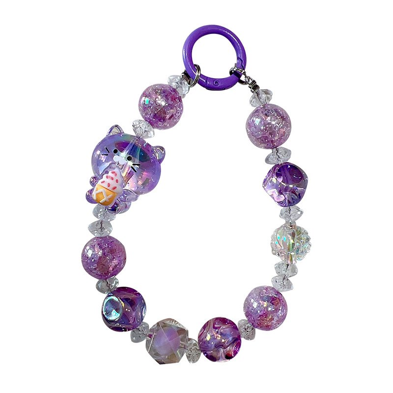 2024 Hot Selling Korean Version Ins Style Mobile Phone Chain Creative Beaded Grip Wrist Strap UV Crystal Cellphone Chains