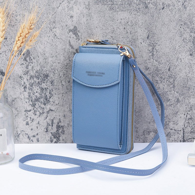 OEW110 Fashion Ladies Wallet Mobile Phone Bag Solid Color Leather Card Holder Wallet Messenger Shoulder Strap Bag