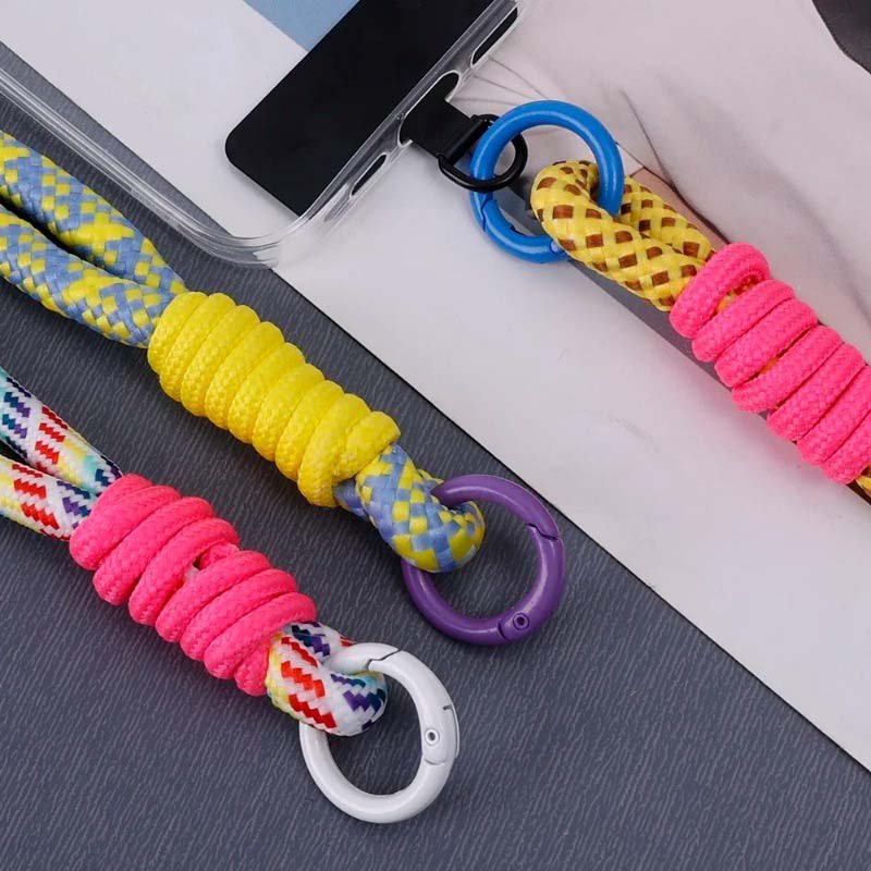 Braided Mobile Phone Lanyard with Gaskets Anti-lost Keychain Strap Wrist Hanging Rope Cell Phone Charm Accessories Wrist Straps