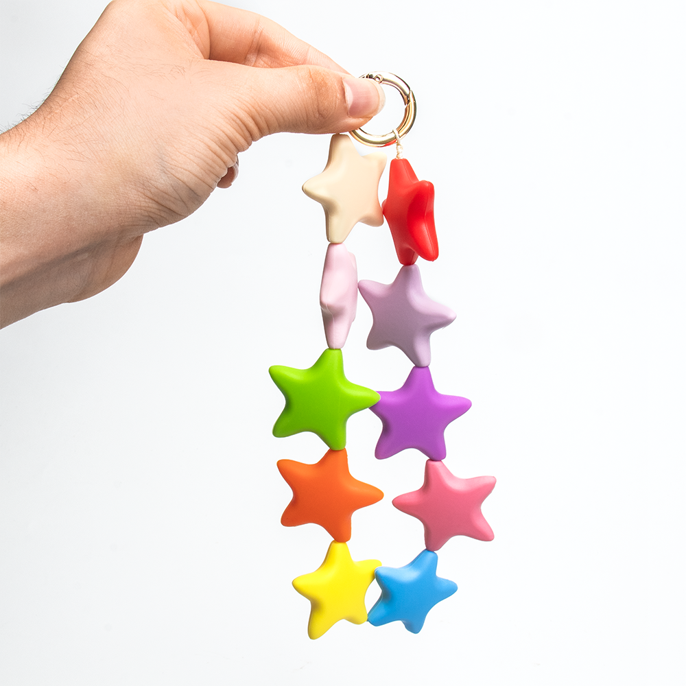 Silicone Star Bead phone chain strap beautiful phone chain silicone soft phone lanyard bowl with bag pendant hanging ornaments