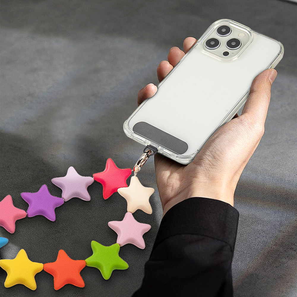 Silicone Star Bead phone chain strap beautiful phone chain silicone soft phone lanyard bowl with bag pendant hanging ornaments