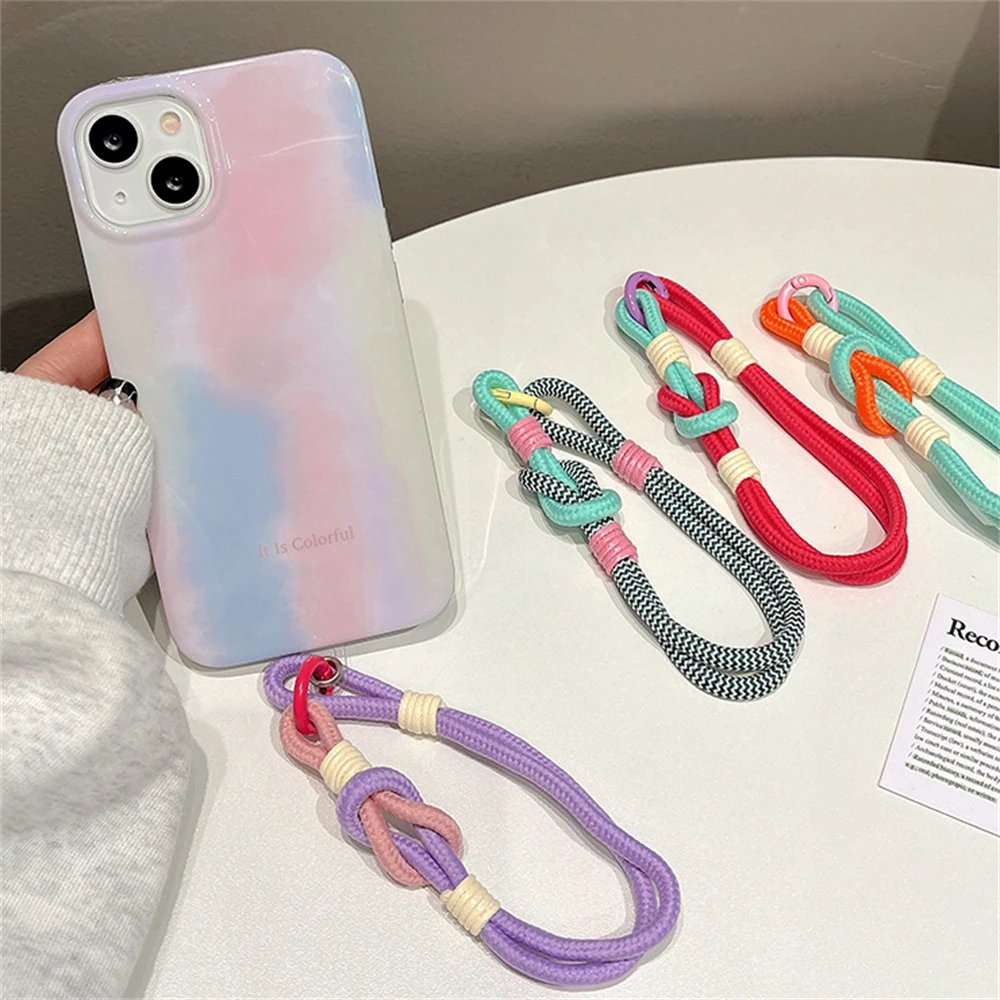 Wrist Strap for Phone Charm Luxury Cell Accessories With Patch Key Lanyards Coloful Bracelet Telephone Jewelry Rope Keychain