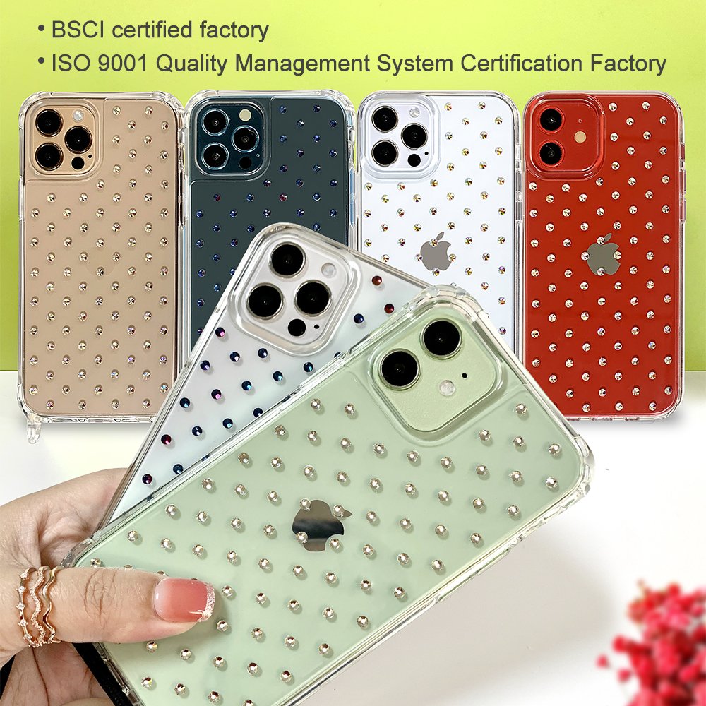 Women'S Luxury Diamond Design Shock Proof Diamond Phone Bag Case With Strap For Iphone 14 13 12 11 pro max