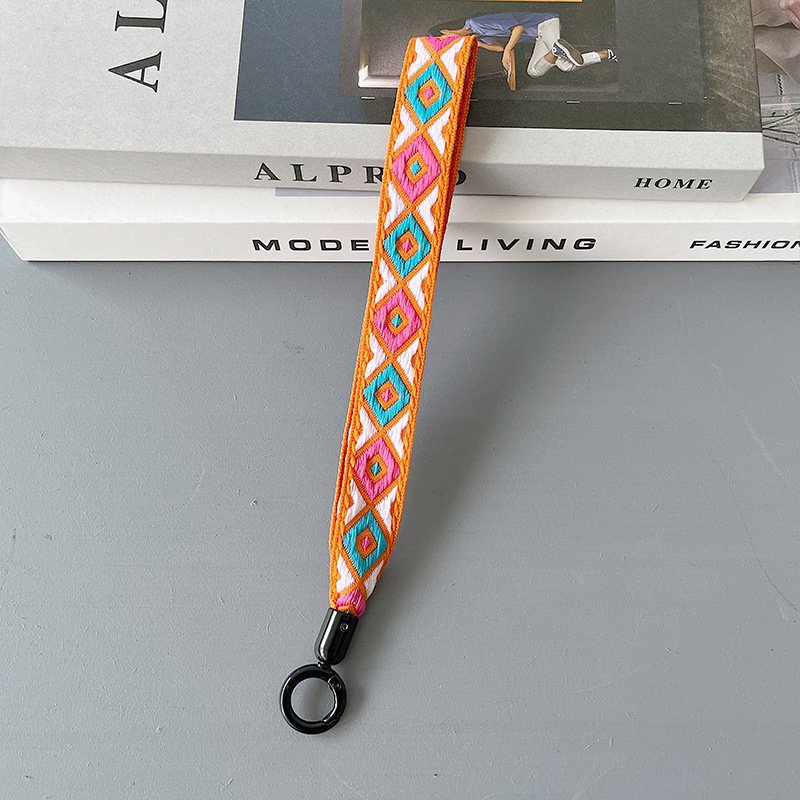 Handmade Anti-Loss Crossbody Phone Case with Wristlet Keychain Floral Ropes Design for Women and Men's Cell Phones