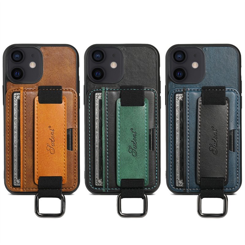 Business Leather Card Pocket Wallet Case For iphone 14 Plus 13 12 11 15 Pro Max X XS XR Wrist band Stand Camera Protection Cover