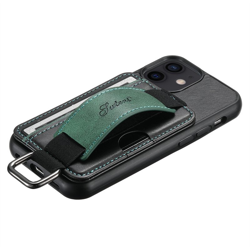 Business Leather Card Pocket Wallet Case For iphone 14 Plus 13 12 11 15 Pro Max X XS XR Wrist band Stand Camera Protection Cover