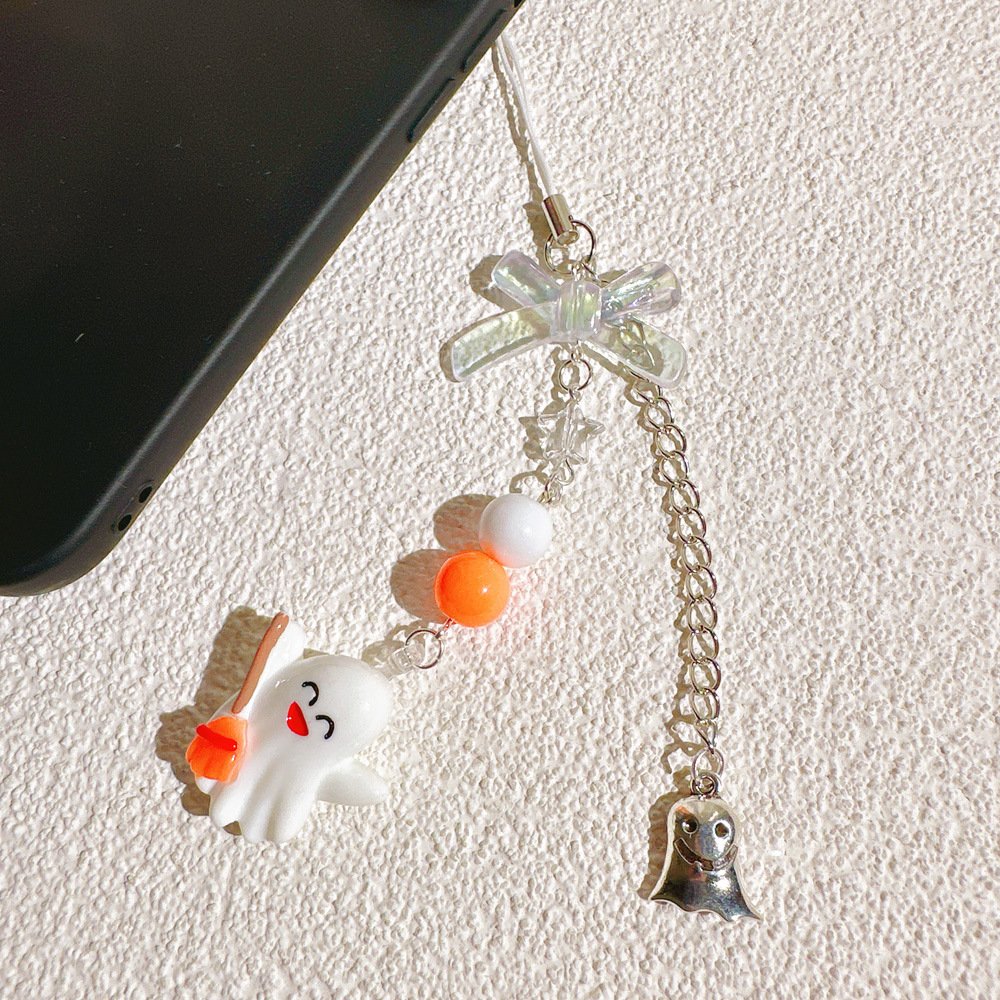 Lilangda Ghost Mobile Phone Charms Straps Lanyard Halloween Kawaii Women Phones Keychain Accessories Fashion Cute Ins style