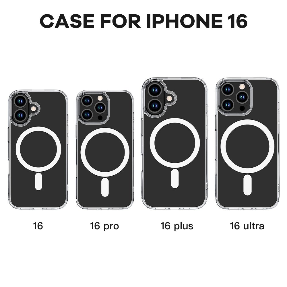 Crystal Clear Anti Yellowing Scratch Resistance Shockproof Slim Design Raised Edges Bumper magnetic Case for iPhone 16