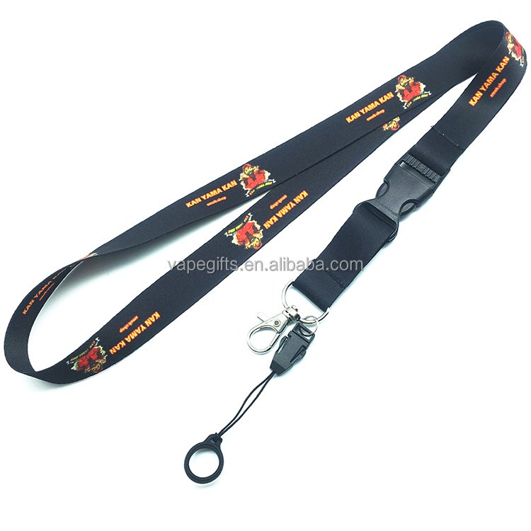 Lanyards Promotional Sublimed Polyester Keychains Rope Lanyard Hook With Rubber Ring Manufacturer Free Sample