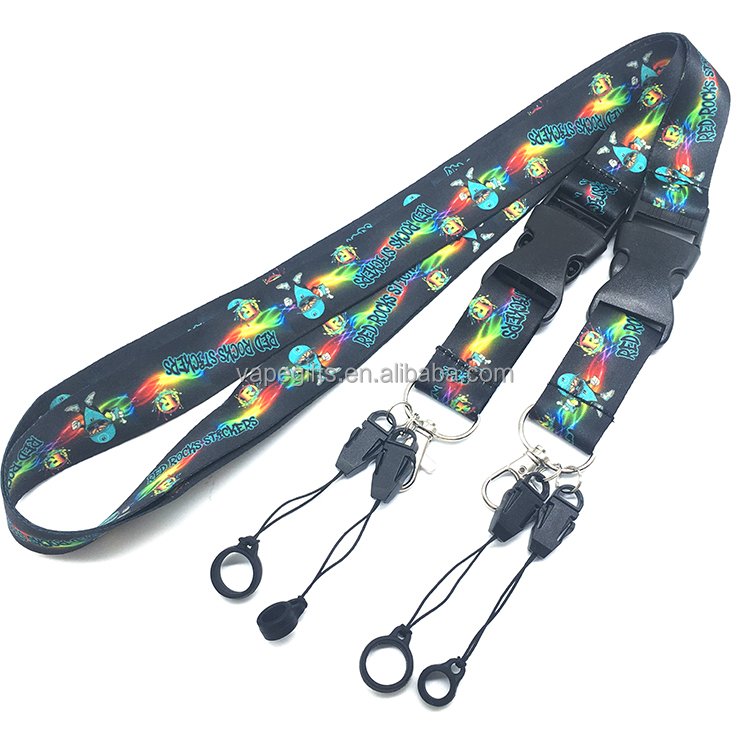 Lanyards Promotional Sublimed Polyester Keychains Rope Lanyard Hook With Rubber Ring Manufacturer Free Sample