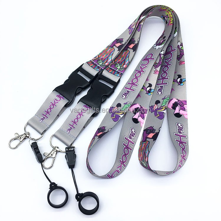Lanyards Promotional Sublimed Polyester Keychains Rope Lanyard Hook With Rubber Ring Manufacturer Free Sample
