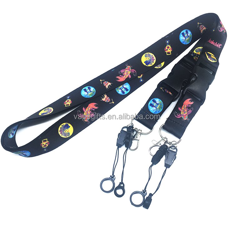 Lanyards Promotional Sublimed Polyester Keychains Rope Lanyard Hook With Rubber Ring Manufacturer Free Sample