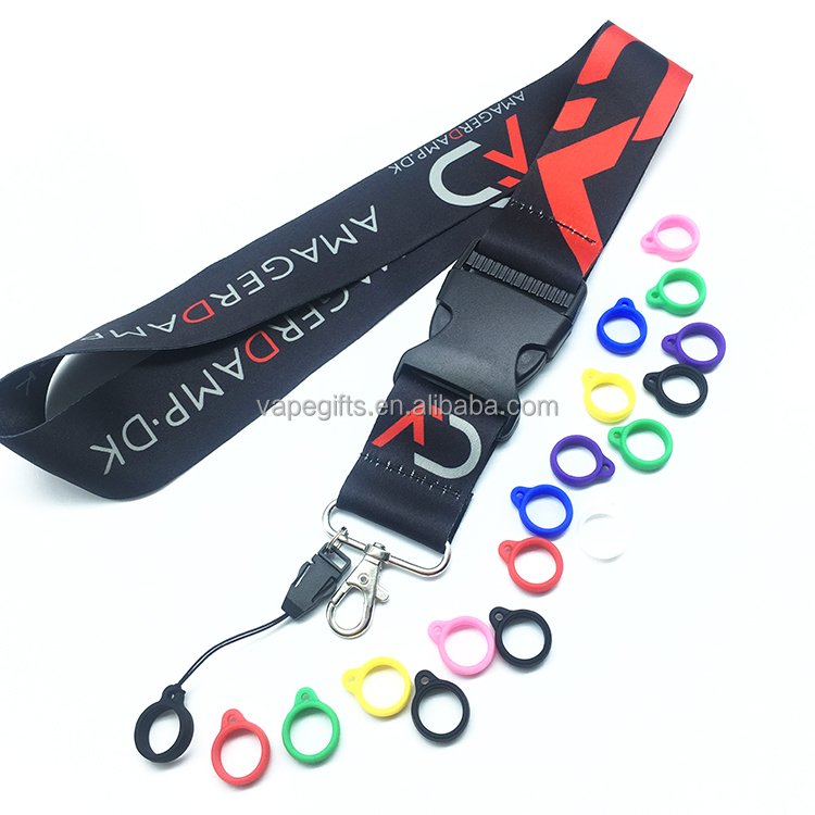Lanyards Promotional Sublimed Polyester Keychains Rope Lanyard Hook With Rubber Ring Manufacturer Free Sample