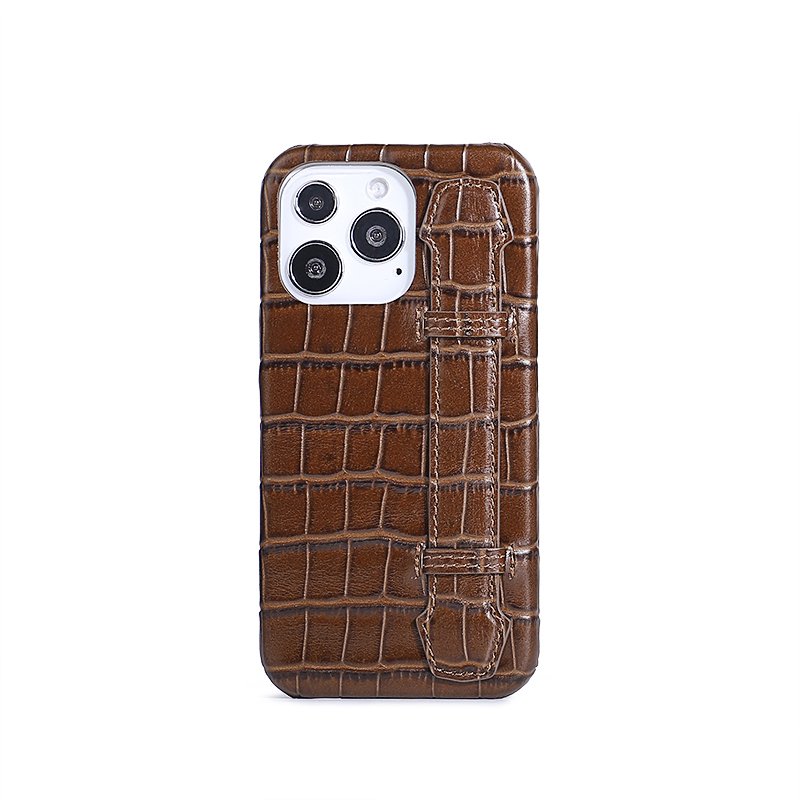 Business Style Genuine Leather Phone Case Crocodile Pattern Mobile Phone Cover with Strap for iPhone 13 Pro Max Case