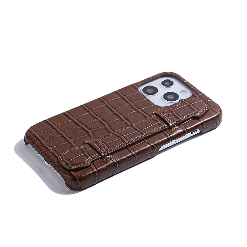 Business Style Genuine Leather Phone Case Crocodile Pattern Mobile Phone Cover with Strap for iPhone 13 Pro Max Case