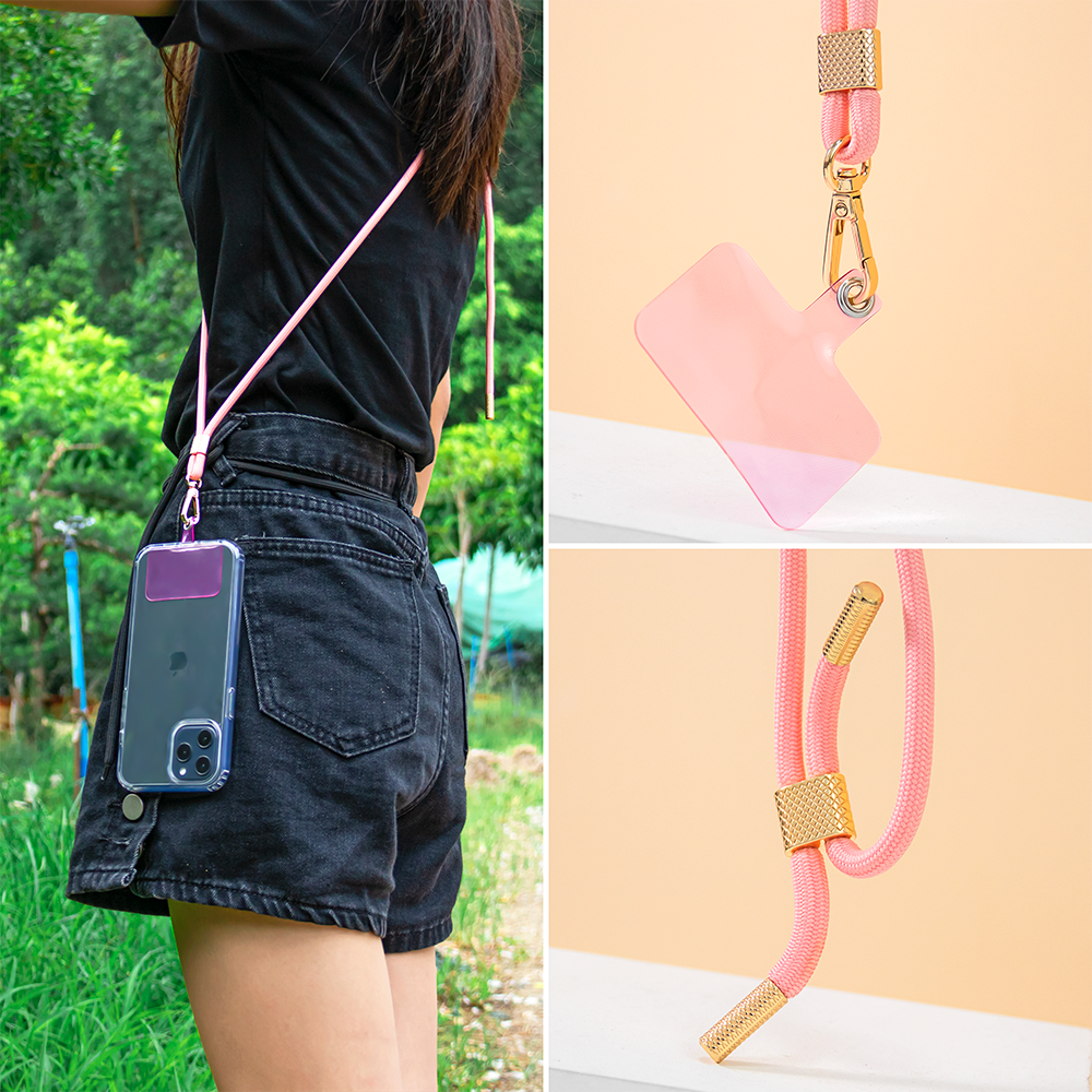 Universal Crossbody Mobile Phone Lanyard Adjustable Dacron Necklace Cell Phone Strap With Detachable Patch