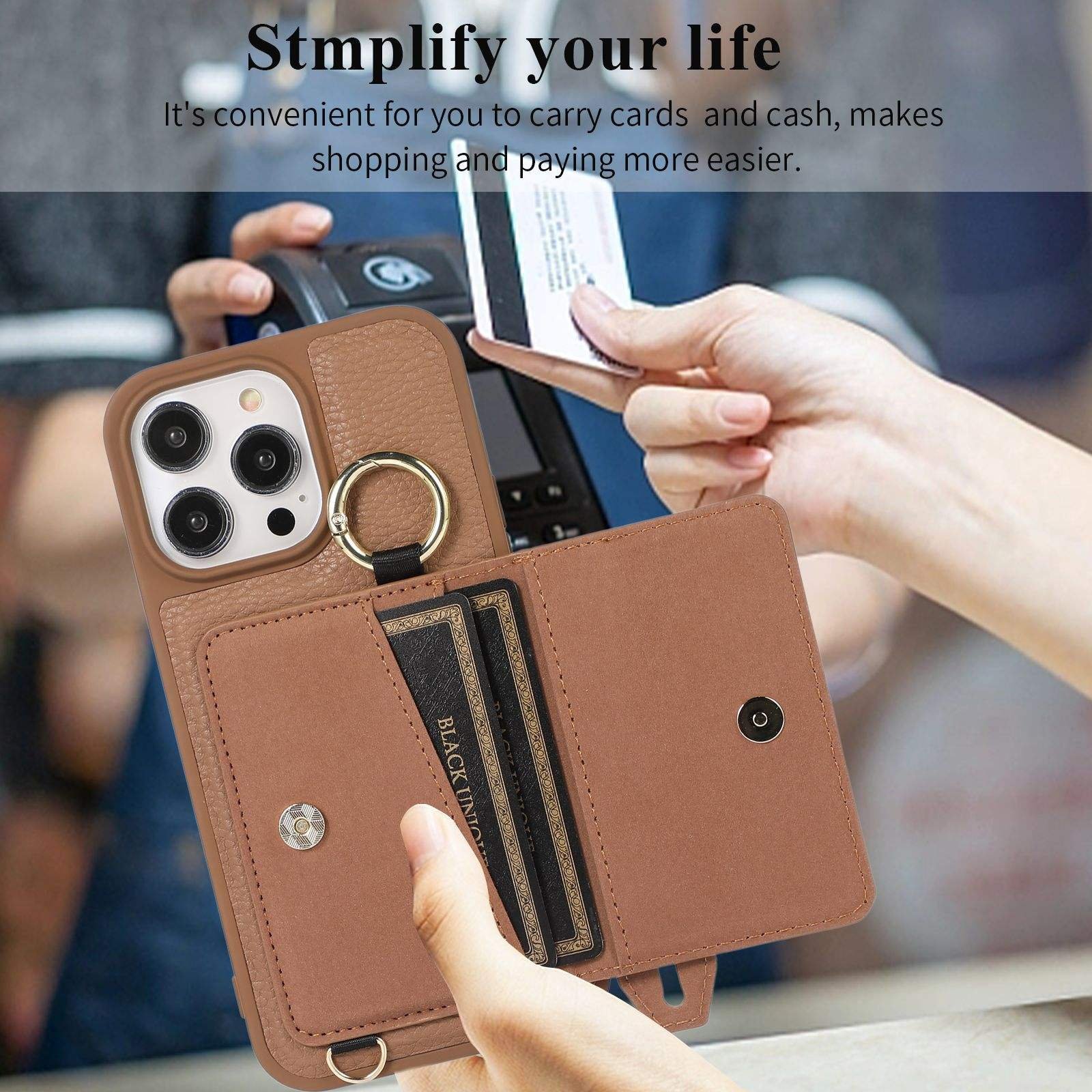 Crossbody Lanyard For iPhone 16 Pro Max Case Card Holder Wallet Leather Cover Wrist Strap iPhones 15 Plus 14 Pro 13 Mini 12 11