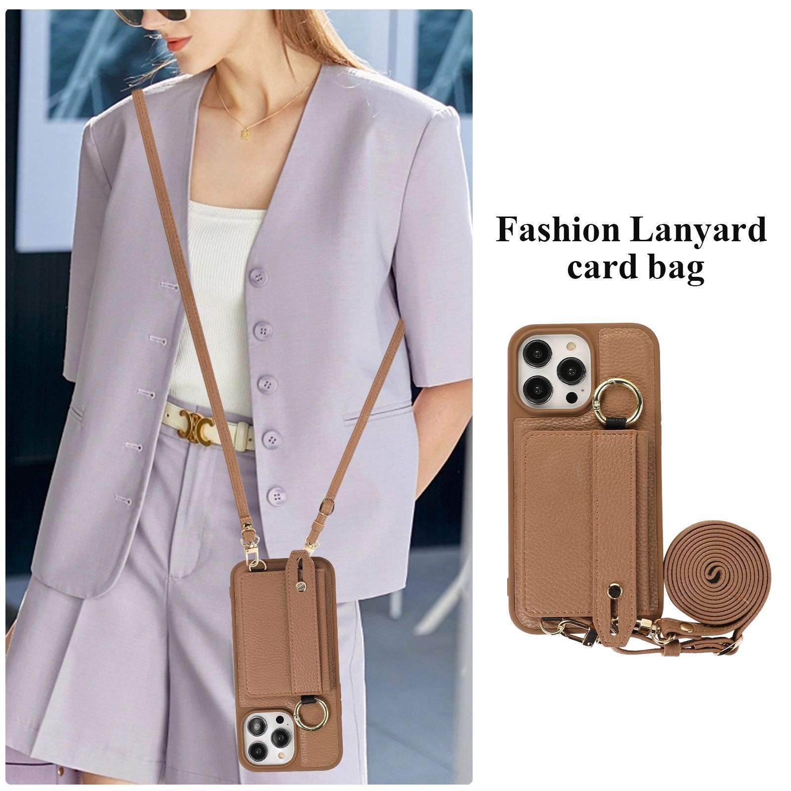Crossbody Lanyard For iPhone 16 Pro Max Case Card Holder Wallet Leather Cover Wrist Strap iPhones 15 Plus 14 Pro 13 Mini 12 11
