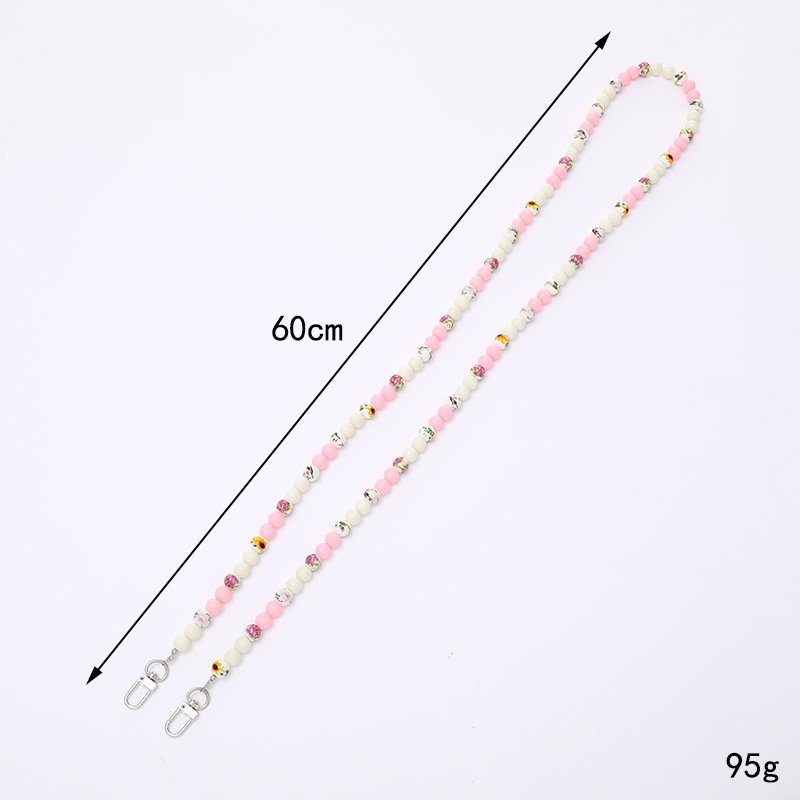 Beaded Cell Phone Charm Strap Square Crossbody Phone For Hanging Mobile Pearl Crystal Lanyard Crossbody Phone Chain Accessories