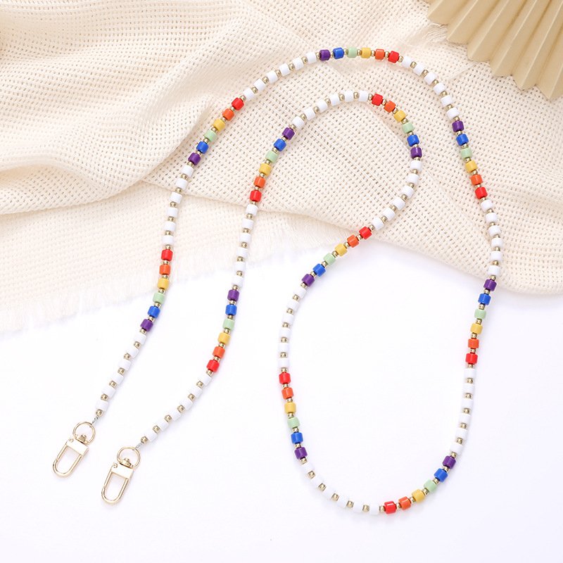 Beaded Cell Phone Charm Strap Square Crossbody Phone For Hanging Mobile Pearl Crystal Lanyard Crossbody Phone Chain Accessories