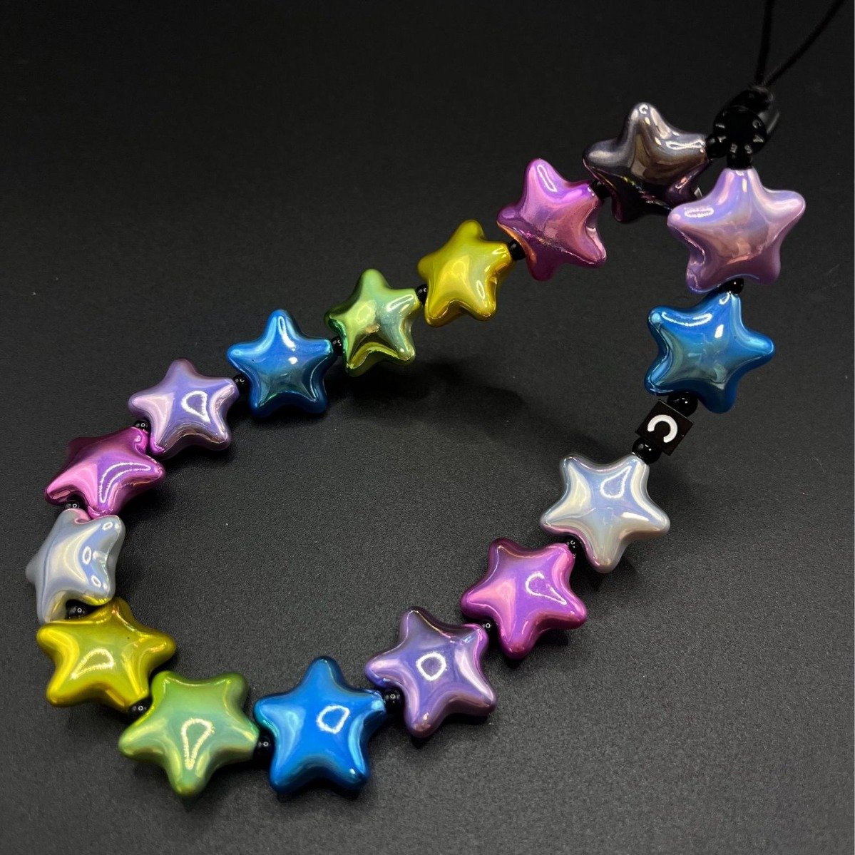 Colourful Acrylic Phone Lanyard Cute Star Mobile Charm Accessories Anti-lost Phone Strap Beads Key Chain