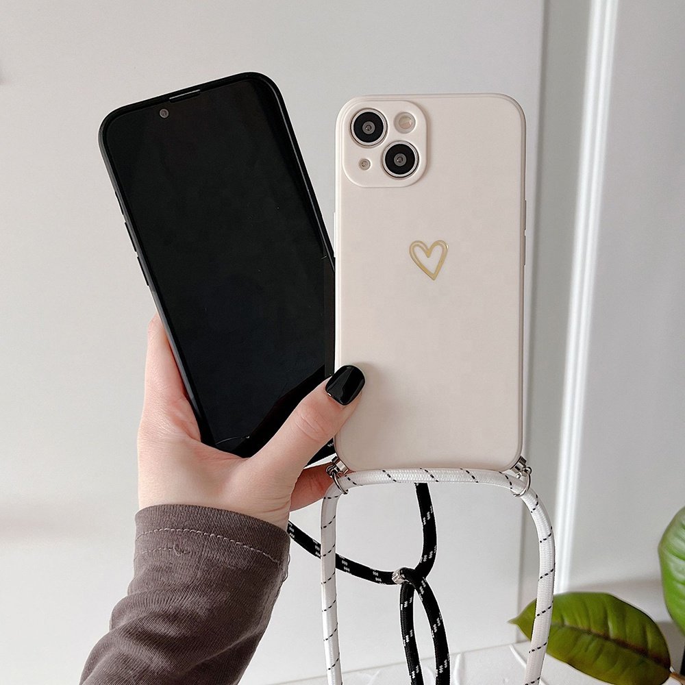 Necklace Cross Body Strap with Lanyard Silicone Case Cover For iPhone 11 12 13 14 15 Pro Max