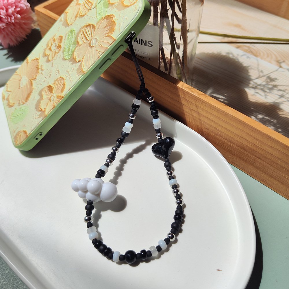 European and American Big Heart Phone Chain Phone Strap INS Colorful cloud charm Phone Charm Wristlet Charm keychain for girls