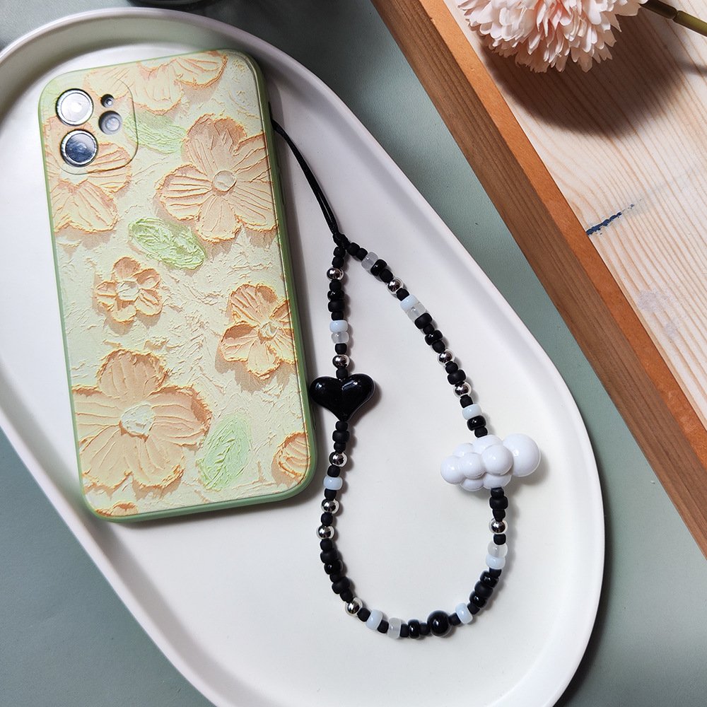 European and American Big Heart Phone Chain Phone Strap INS Colorful cloud charm Phone Charm Wristlet Charm keychain for girls