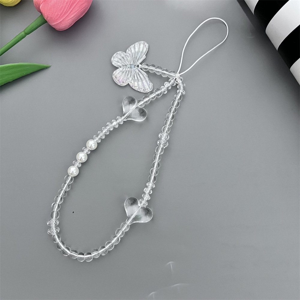 New Style Cartoon Bear Mobile Phone Strap Chain Short Female Love Bow Beaded Chain Charm Mobile Phone Case Lanyard Accessories
