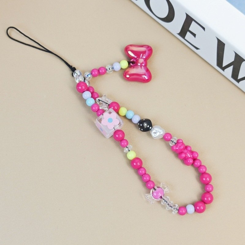 2022 Beads Mobile Phone Chain Lanyard Women Girls Crystal Stone Pearl Rope Phone Chain For Cell Phone Hanging Cord