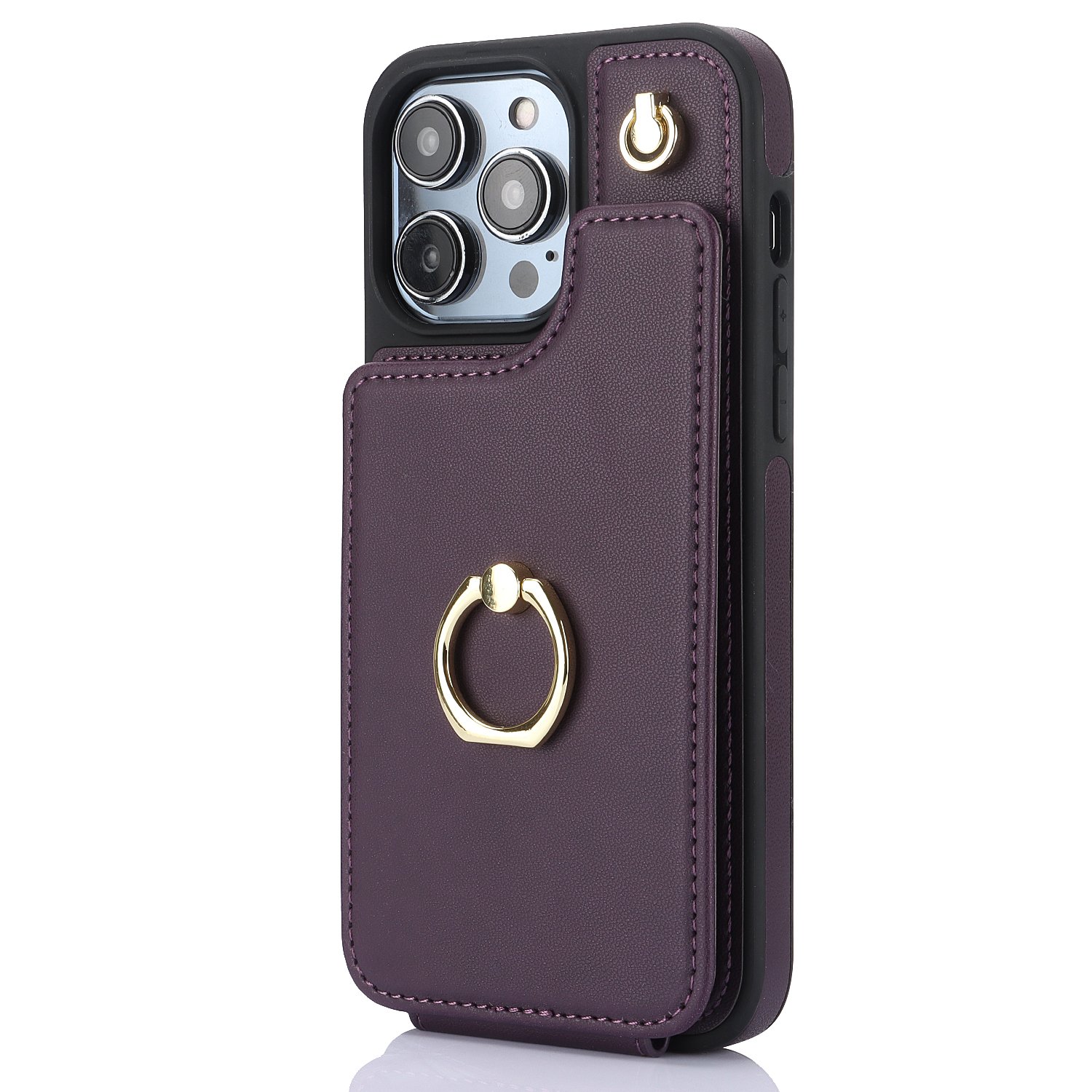 Women Card Wallet Purse Phone Case For iPhone 15 pro max, Leather Cross body Strap Mobile Cover With Holder Ring For iPhone 16